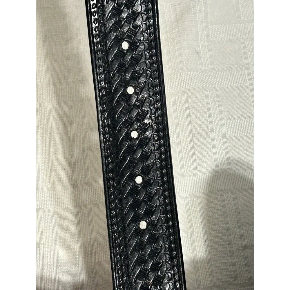 GENUINE Rattle Snake Buckle with Black Leather Belt Size 36 Mens Western boot